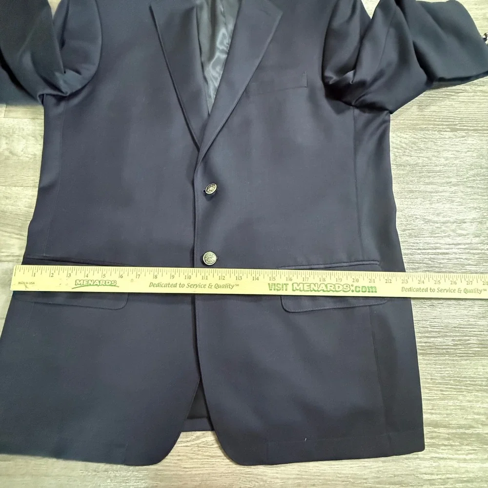 Mens Navy Blue Blazer Silver Crest Buttons Two Button Sport Coat Jacket